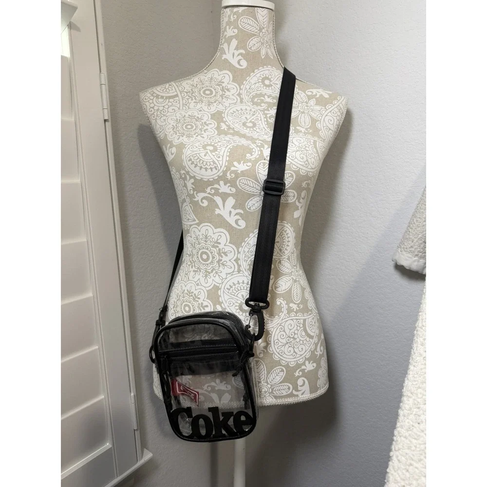 Coca-Cola Clear Crossbody Bag Coke Logo Transparent Shoulder Bag Licensed